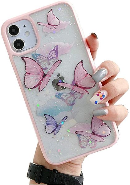 

newarrival hard pc clear cover glitter cases for iphone 12 11 pro-max 6 7 8 plus xs max xr galaxy s21 ultra note 20 a12 a32 a52 a72