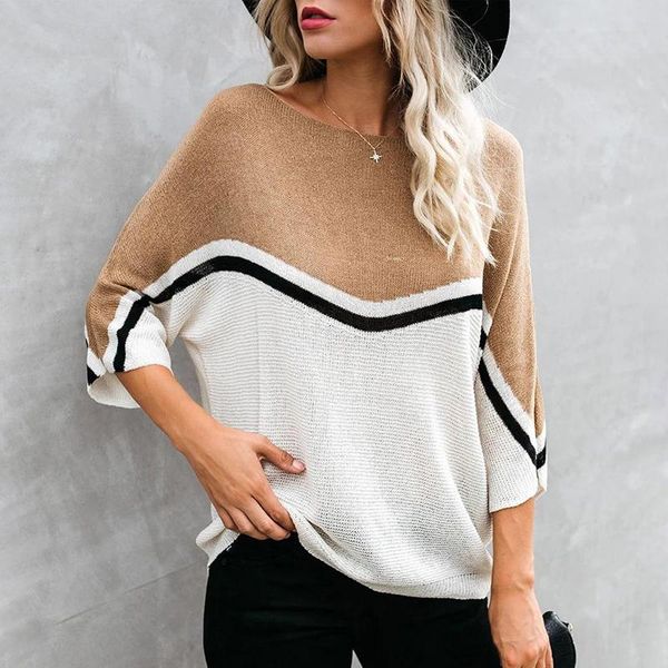 

women's sweaters fitshinling batwing sleeve autumn woman pullovers patchwork arrival jumper knitwear holiday sweater clothes, White;black