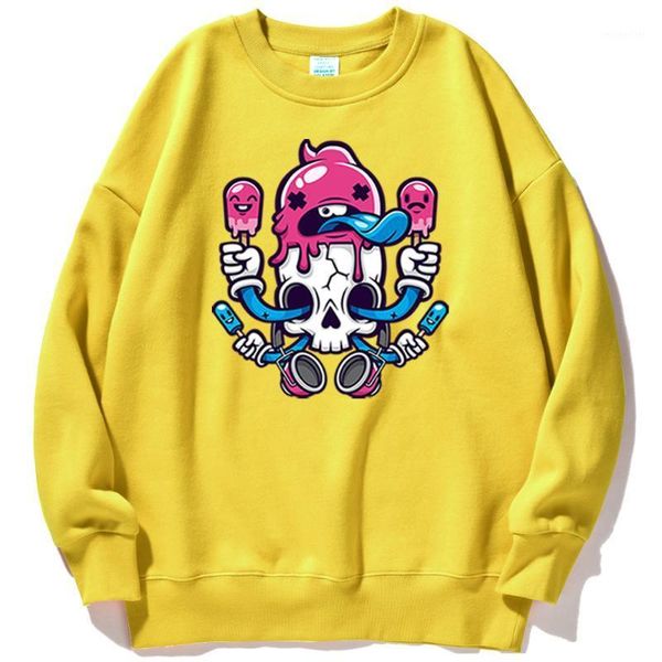 

ice cream monster harajuku print hoodie women casual vintage clothing fashion loose sweatshirts personality pattern hoody womens women', Black