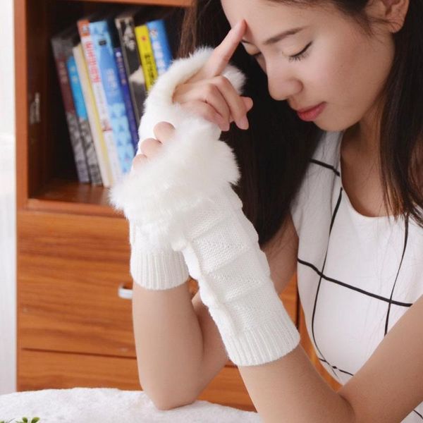

fingerless gloves warm patchwork soft half casual knitted women stripe winter arm autumn guantes mujer femme hiver luvas, Blue;gray
