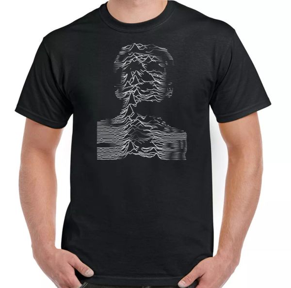 

unknown pleasures t-shirt mens joy division ian curtis album art top, White;black