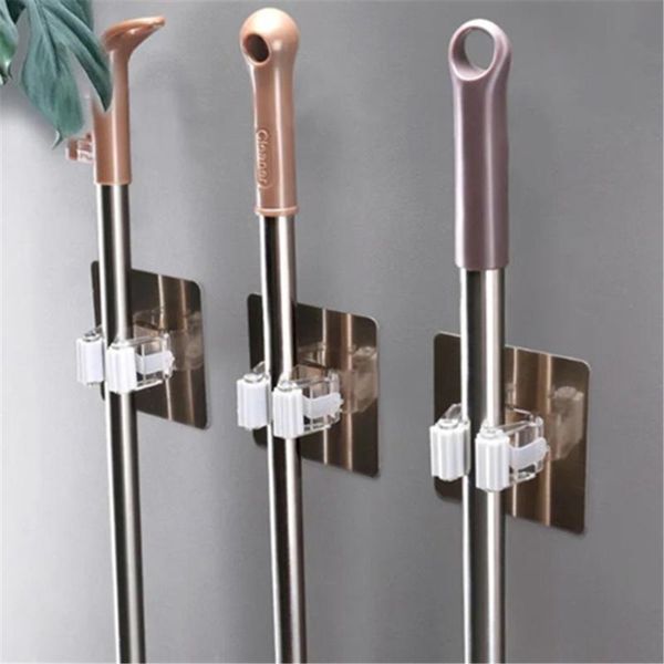 

hooks & rails 1pcs household self-adhesive multifunctional hook wall-mounted mop storage rack broom sturdy for kitchen and bathroom