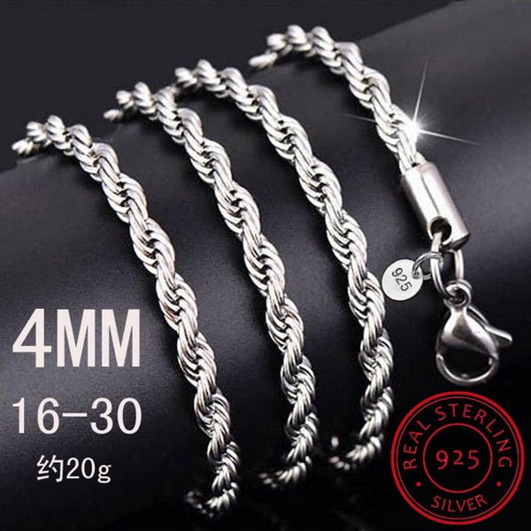 

chains 925 sterling silver 2mm 3mm 4mm rope chain wholesale personality fashion party wedding gift necklace men