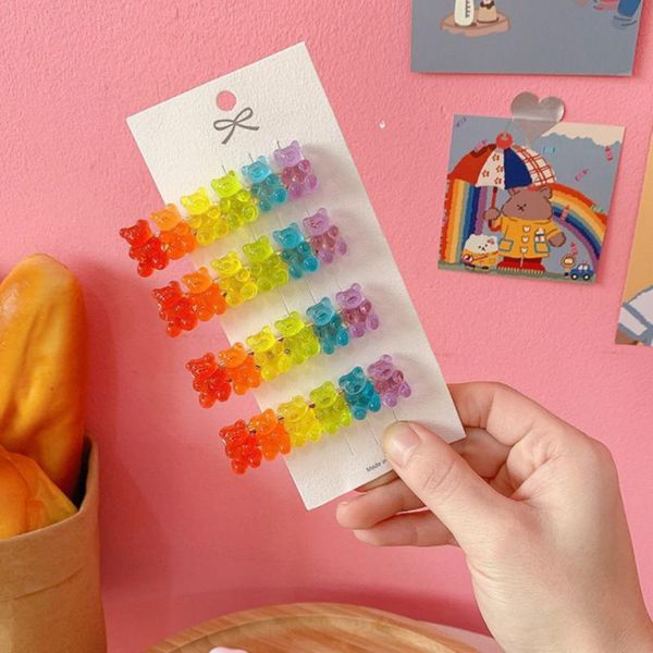 

hair accessories 1pc jelly bear colorful fashion clip barrette headwear girls women korea candy color hairpin duckbill