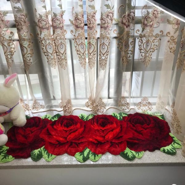 

arrival flocking rose mat rug carpet pink red carpets