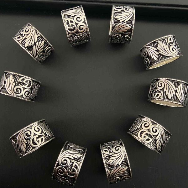 

925 sterling silver three-dimensional double antique carved angel wings feather thai silver pattern same couple ring black friday deals
