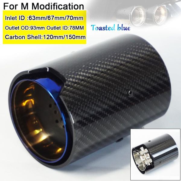 

manifold & parts professional durable exhaust tip tail pipe blue glossy carbon fiber style for m performance grilled outlet od 92mm 1piece
