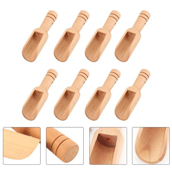 

spoons 8pcs mini wooden durable powder scoops household small (khaki)