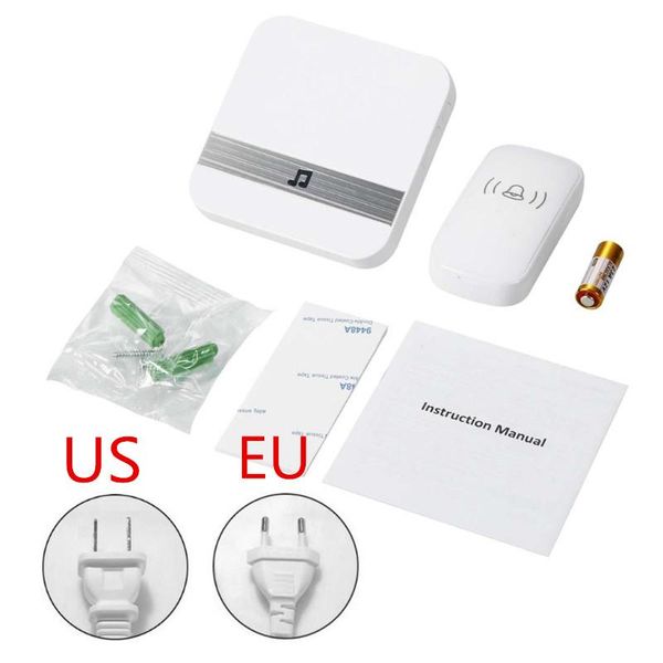 

doorbells eu us plug ac 90-260v wireless doorbell 52 rings 300m remote distance touch button 5 levels adjustable volume