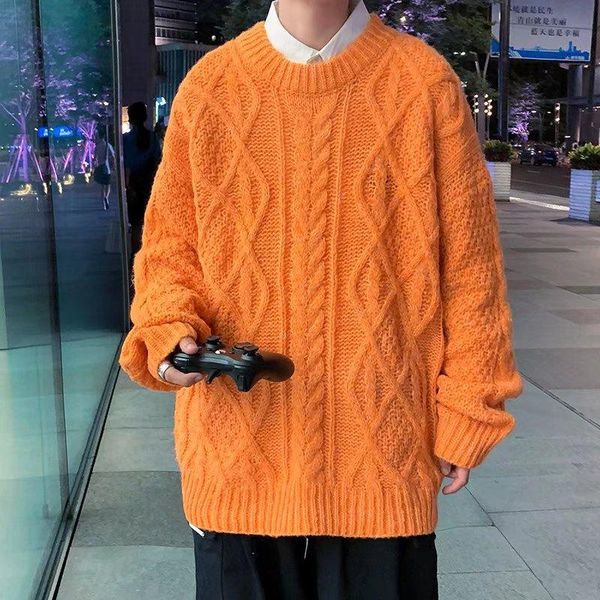 

men's sweaters 2021 korean fashion sweater round neck autumn winter warm knitted pullover, White;black
