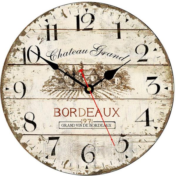 

large wall clocks vintage retro old grape wine manor silent round clock 16 inch wooden reloj cocina