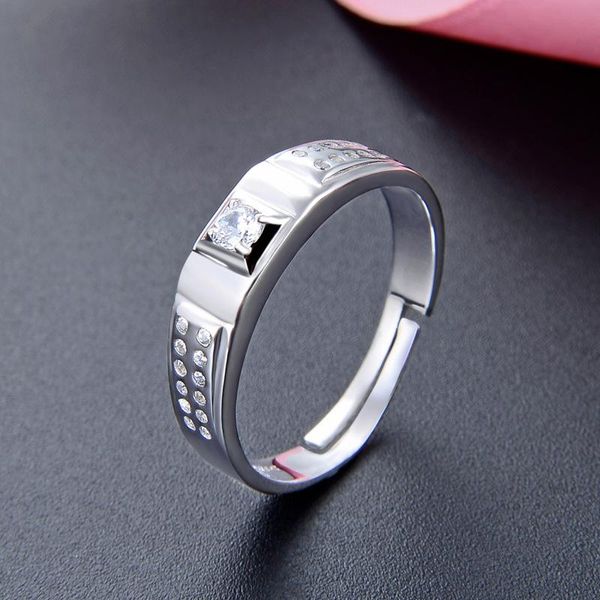

cluster rings real 925 sterling silver men's ring luxury elegant exquisite engagement wedding party fine jewelry y0015, Golden;silver