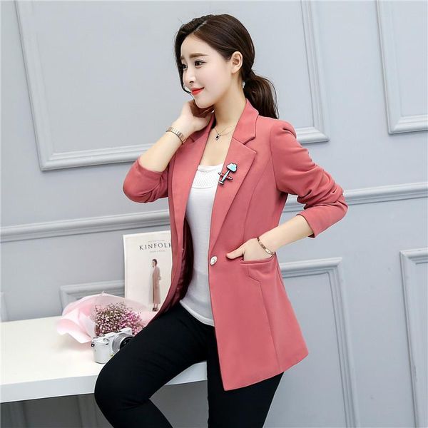 

small suit female jacket in the long section of autumn coat slim korean version wild long-sleeved blazer women's suits & blazers, White;black