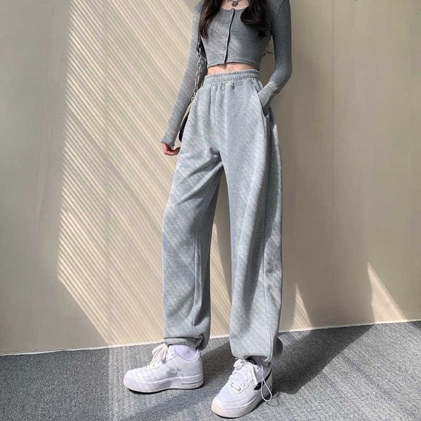 

women's pants & capris leggings plush thickened high waist showing thin and loose straight grey sports autumn / winter o92w, Black;white