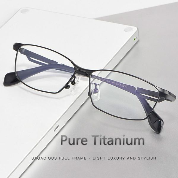 

fashion sunglasses frames pure titanium business glasses frame men full rim square style eyeglasses lightweight male prescription computer m, Black