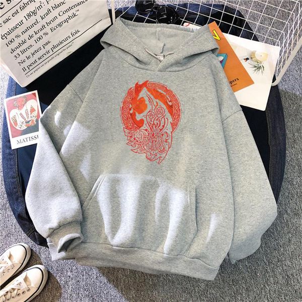 

men's hoodies & sweatshirts neue dicke mode kleidung nordischen mythologie fenrir wolf print mens warme bequeme hoody mit kapuze, Black