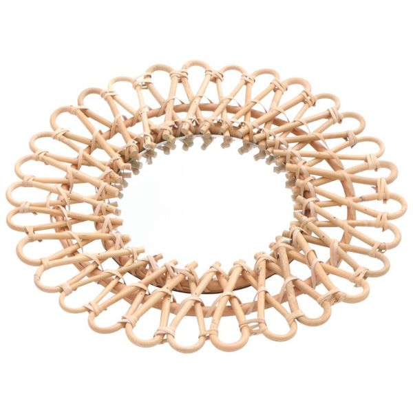 

mirrors 1pc wicker woven decorative mirror rattan make-up decor (khaki)