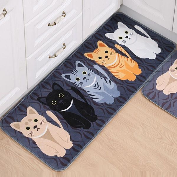 

fashion floor mats cartoon cushion cat printed carpets doormats for kitchen bathroom living room anti-slip pad f2