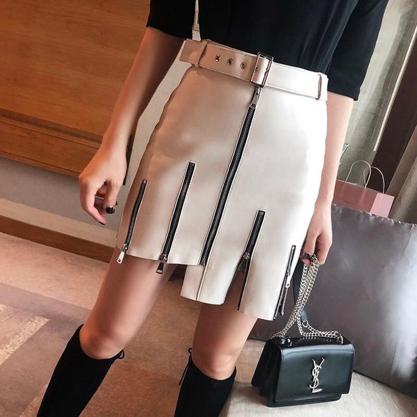 

women skirt 100% sheepskin genuine leather fashion real female high waist skirts, Black