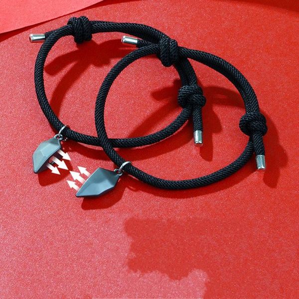 

charm bracelets magnet wishing stone love heart magnetic bracelet faceted couple necklaces jewelry for women men friend, Golden;silver