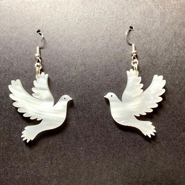 

Dangle & Chandelier Vintage White Pigeon Swallow Summer Girl Earrring, Silver