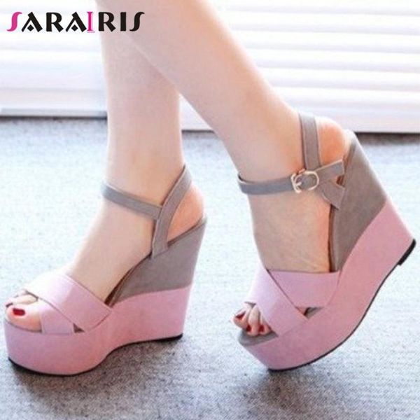 

ladies high wedges sandals summer fashion mixed-color women elegant platform shoes woman, Black