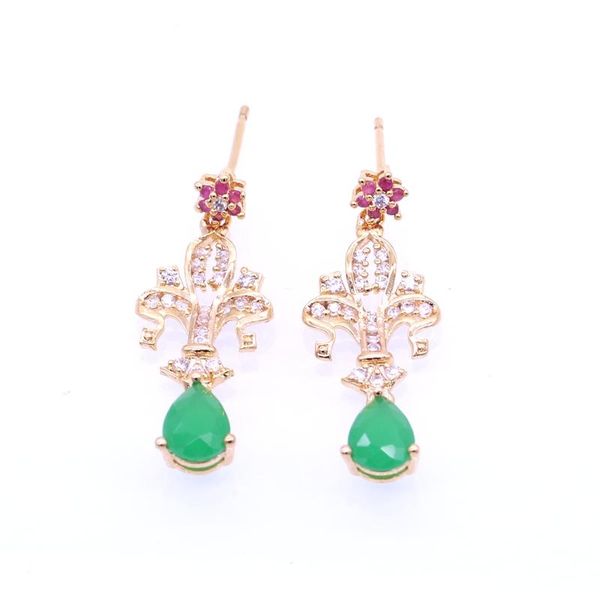 

stud gzjy unique jewelry cross champagne gold color red green zircon earring for women wedding party accessories, Golden;silver
