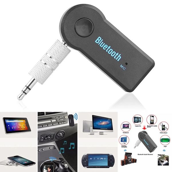 Universal 3.5mm Streaming Car A2DP Inalámbrico Bluetooth AUX Audio Música Receptor Adaptador Manos libres con micrófono para teléfono MP3 200pcs