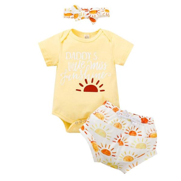

clothing sets baby girl clothes set born infant short sleeve letter romper sun print shorts outfits summer bebes, White