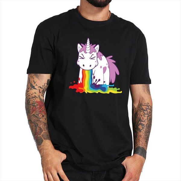 

unicorn rainbow funny spoof men 100% cotton white black cartoon eu size