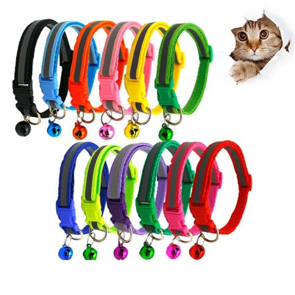 

dog collars & leashes personalised reflective pet bell collar necklace adjustable size safety elastic material for cats small supplies