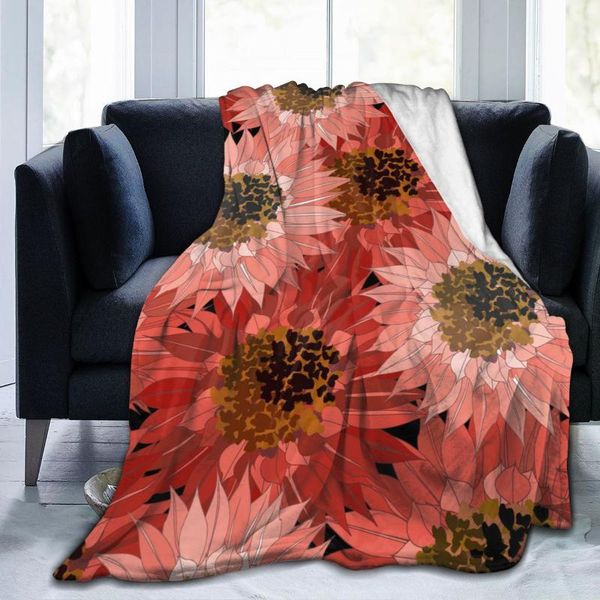 

blankets soft warm fleece blanket red sunflowers pattern winter sofa plaid throw 3 size light thin mechanical wash flannel