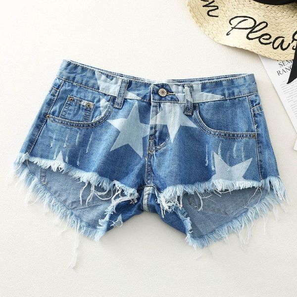 

women's shorts 2021 summer high waist denim women casual loose ladies fashion star print comfortable female short jeans, White;black