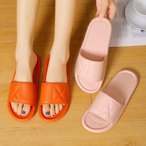 

slippers women indoor home summer comfortable non-slip flip flops bath couple family flat shoes el sandal, Black