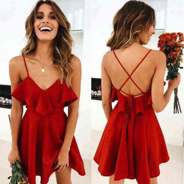 

casual dresses 2022 fashion women's ruffle suspender dresses holiday leisure, Black;gray