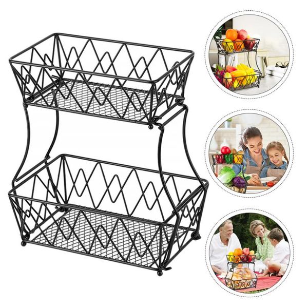 

2-tier fruit basket detachable holder kitchen storage baskets stand