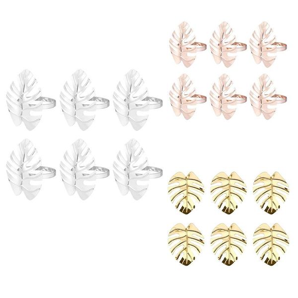

6pcs hawaii wedding party monstera napkin holder multi-purpose clasp simple alloy ring rings