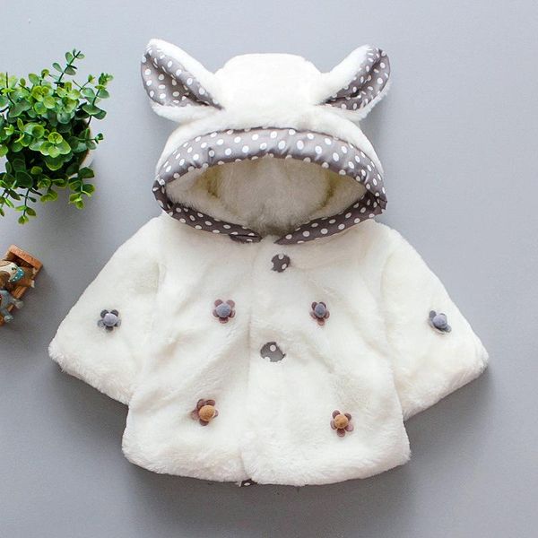 

jackets cute kids girls winter ear hooded warm thicken velvet coats for children clothes, Blue;gray