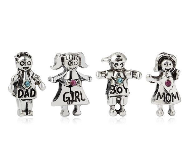 

fits pandora bracelets 30pcs boy girl mom dad charms beads silver charms bead for women diy european necklace jewelry, Black