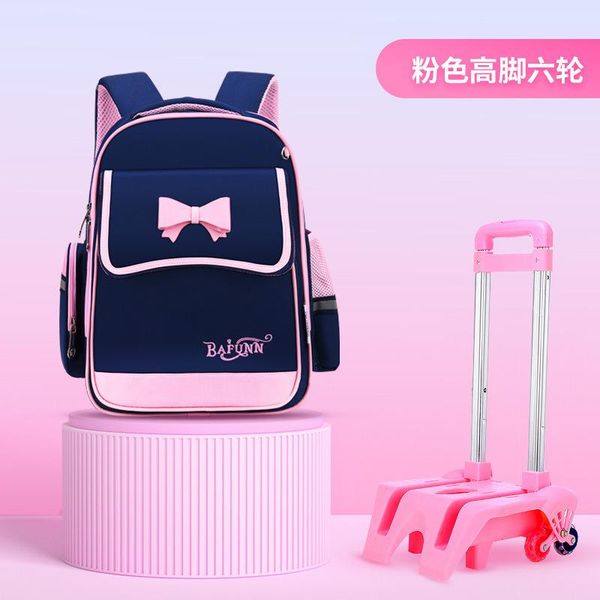 

removable children school bags trolley backpack set wheel bag grils cartoon kids princess schoolbags