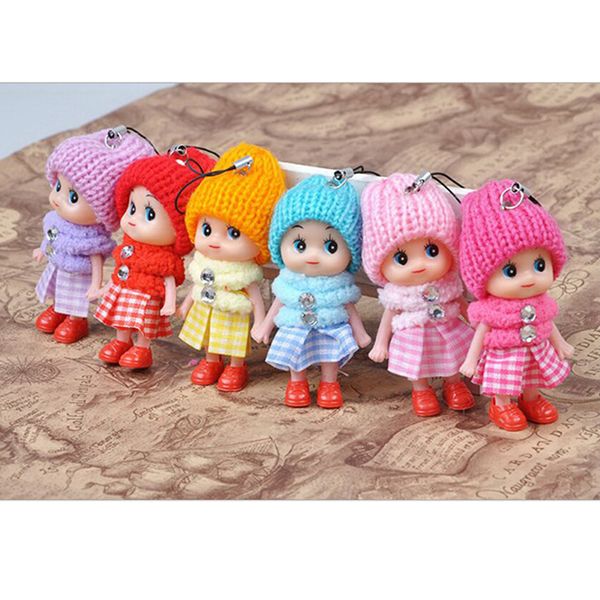 

6pcs cute fashion kids plush dolls keychain soft stuffed toys keyring mini plush animals key chain baby for girls women