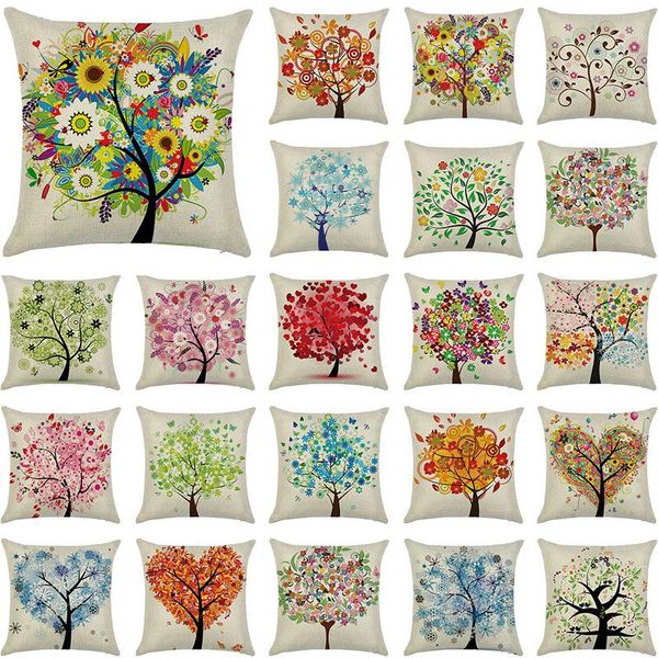 

cushion/decorative pillow floral leaf cushion cover 45x45 cotton linen love tree decorative throw pillows color print pillowcase sofa cushio