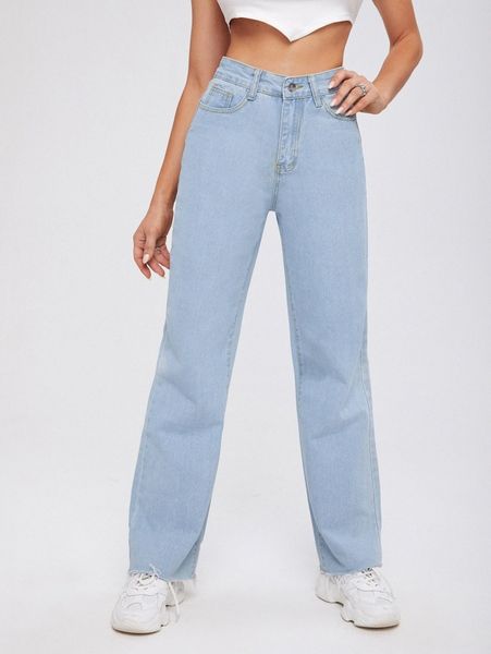 

high waist raw hem wide leg jeans f0yh#, Blue