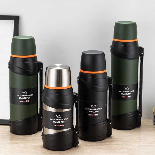 Große Kapazität Edelstahl Wasserflasche Vakuumkolben Thermose Sporttopf Outdoor Thermos Flaschen Doppelschicht Knight Cup 210615