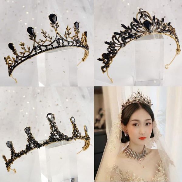 

hair clips & barrettes black crystal queen prom diadem rhinestone crown trendy wedding accessoriestiara bridal ornaments, Golden;silver