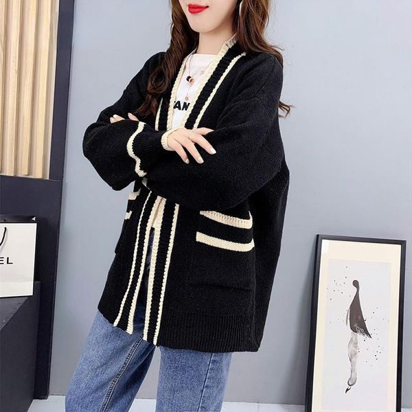 

women's knits & tees women knitting cardigans sweater fashion autumn winter v-neck long sleeve casual pocket female open stitch jacket, White
