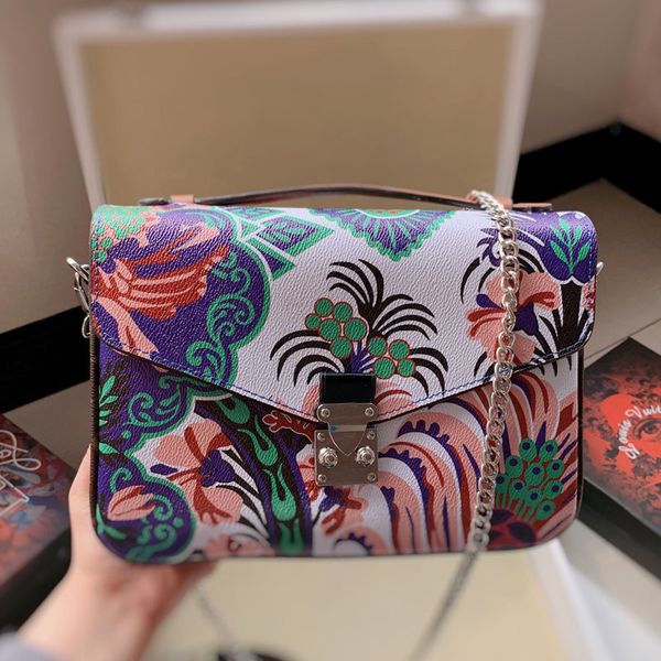 

fashion messenger bag graffiti printed handbags chain crossbody shoulder bags classic letter genuine leather lady flap wallet for evening