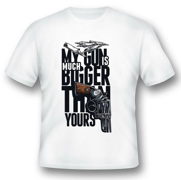 

my gun is much bigger than yours tee shirt white, White;black
