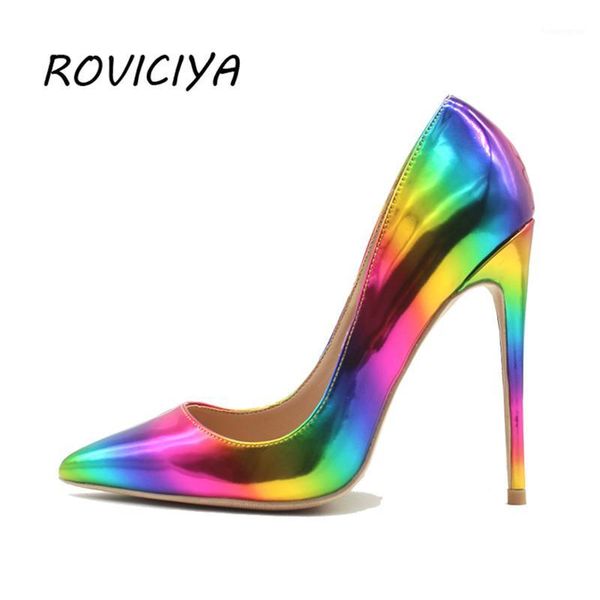 

dress shoes colorful rainbow printed pointed toe woman lady female  cm 8 12 high heel stilettos women pump qp006 roviciya1, Black