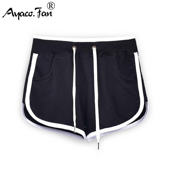 

women's shorts summer casual woman 2021 elastic waist striped female black loose beach cotton short plus size 4xl, White;black